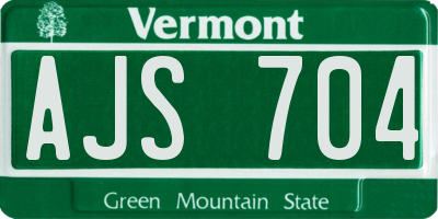 VT license plate AJS704