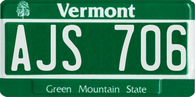 VT license plate AJS706