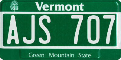 VT license plate AJS707