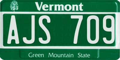 VT license plate AJS709