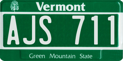 VT license plate AJS711