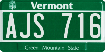 VT license plate AJS716