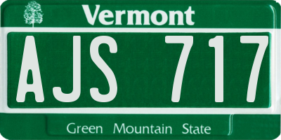 VT license plate AJS717