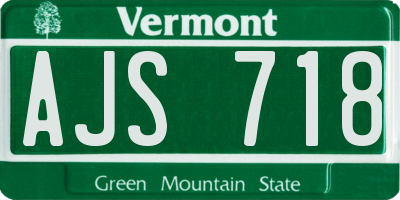 VT license plate AJS718