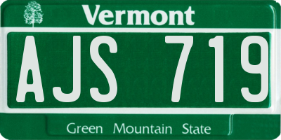 VT license plate AJS719