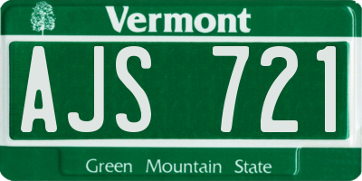 VT license plate AJS721