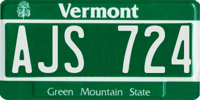 VT license plate AJS724