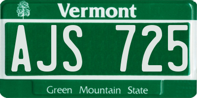 VT license plate AJS725