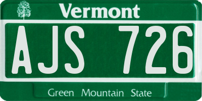 VT license plate AJS726