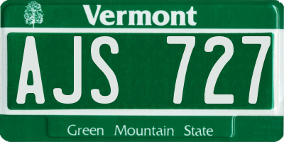 VT license plate AJS727