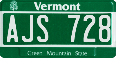 VT license plate AJS728