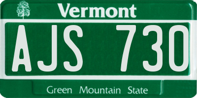 VT license plate AJS730