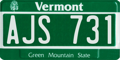 VT license plate AJS731