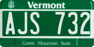 VT license plate AJS732