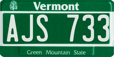 VT license plate AJS733