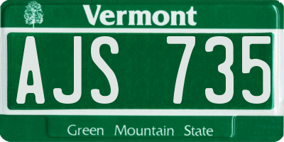 VT license plate AJS735