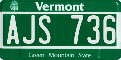 VT license plate AJS736