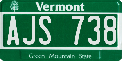 VT license plate AJS738