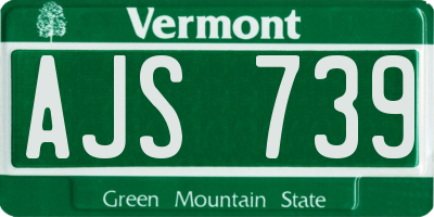 VT license plate AJS739