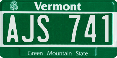 VT license plate AJS741