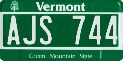 VT license plate AJS744