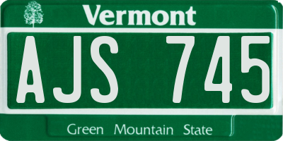 VT license plate AJS745
