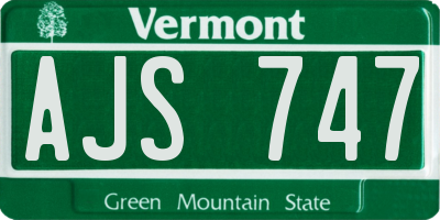VT license plate AJS747