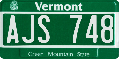 VT license plate AJS748