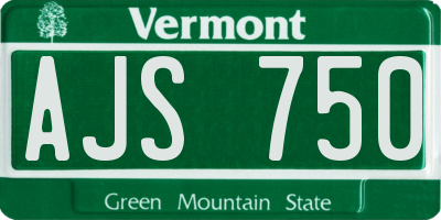 VT license plate AJS750