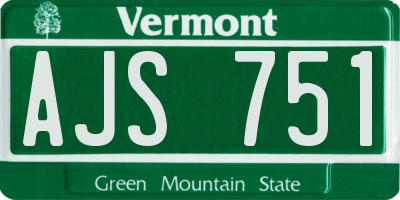 VT license plate AJS751