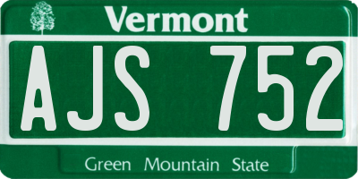 VT license plate AJS752