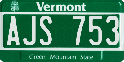 VT license plate AJS753
