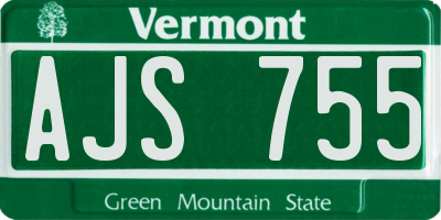 VT license plate AJS755