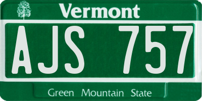 VT license plate AJS757