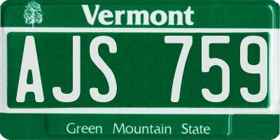 VT license plate AJS759