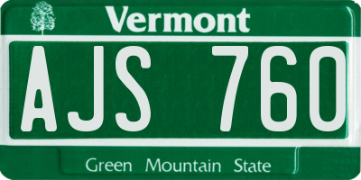 VT license plate AJS760