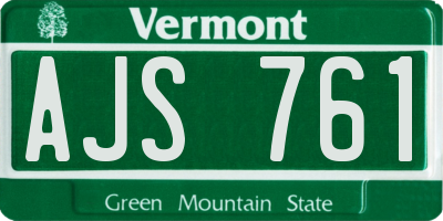 VT license plate AJS761