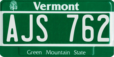 VT license plate AJS762