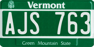 VT license plate AJS763
