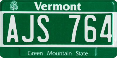 VT license plate AJS764