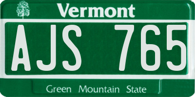 VT license plate AJS765