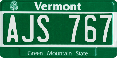 VT license plate AJS767
