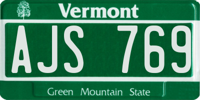 VT license plate AJS769