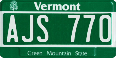 VT license plate AJS770