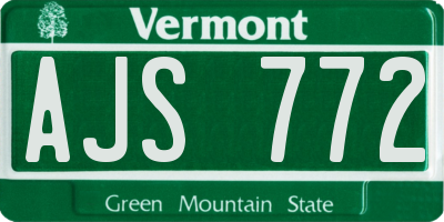 VT license plate AJS772