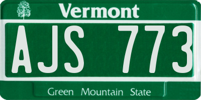 VT license plate AJS773
