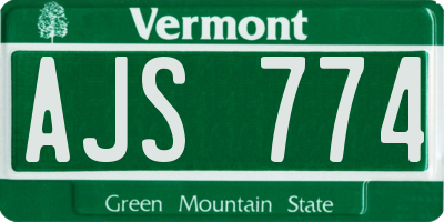 VT license plate AJS774