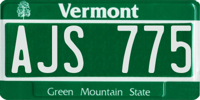 VT license plate AJS775