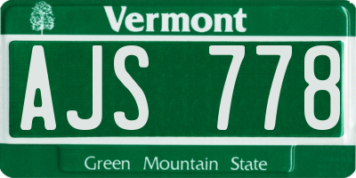 VT license plate AJS778