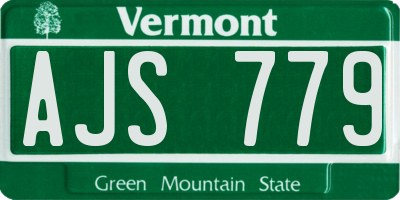 VT license plate AJS779